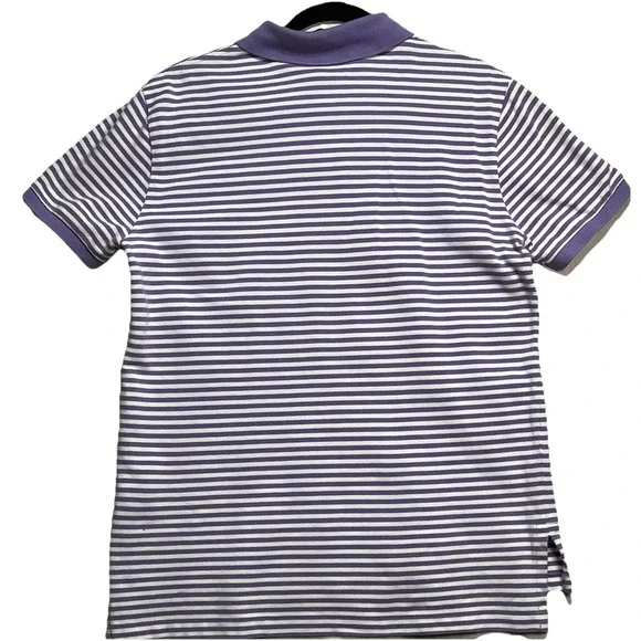 Polo Ralph Lauren Men's Polo Shirt Sz M Purple and White Striped Good Golf - Picture 6 of 11